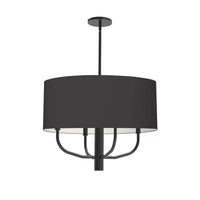 Lustre Eleanor de Dainolite avec abat-jour noir et blanc, fini noir mat et 4 ampoules