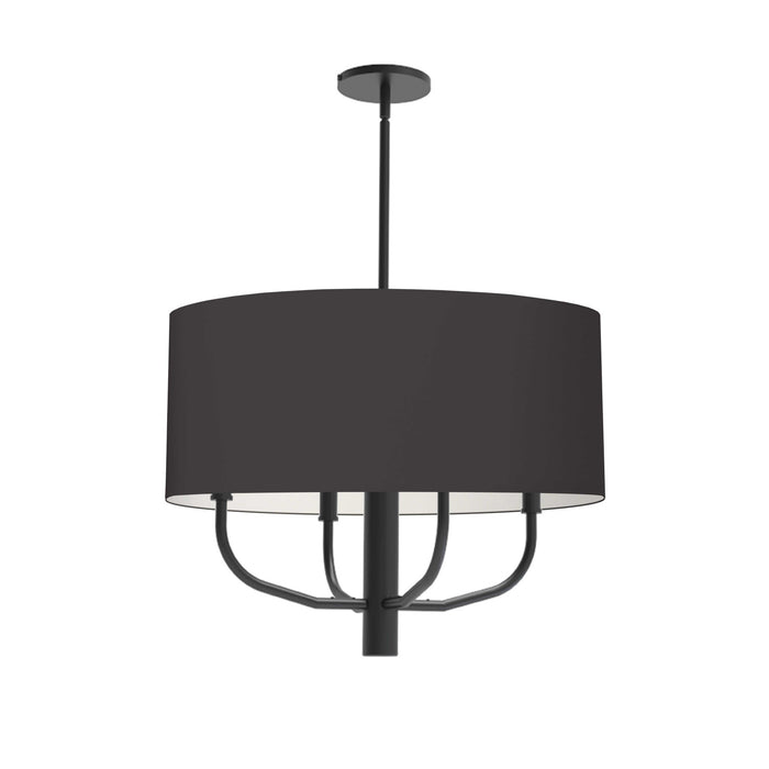 Lustre Eleanor de Dainolite avec abat-jour noir et blanc, fini noir mat et 4 ampoules