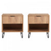 Table de nuit moderne Dumbo 20\" a cannelures en brun dore (1 tiroir) – Lot de 2