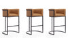 Tabouret de bar cosmopolite mi-siecle moderne en metal et tissu, coloris camel - Lot de 3