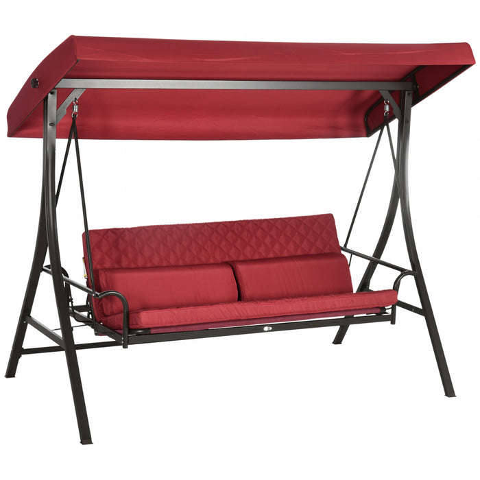 Outsunny Lit Balancoire De Porche Pour 3 Personnes Avec Auvent Reglable