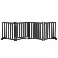 Pawhut Porte Pliable Pour Chien Avec Porte, 4 Panneaux Porte Pour Animaux De Compagnie Autoportante