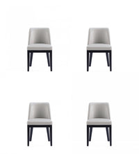 Chaise de salle a manger Gansevoort en bois moderne et cuir vegetalien, gris clair - Lot de 4