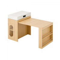 Table a manger extensible Logan avec plateau pliant et tiroirs de rangement, couleur naturelle