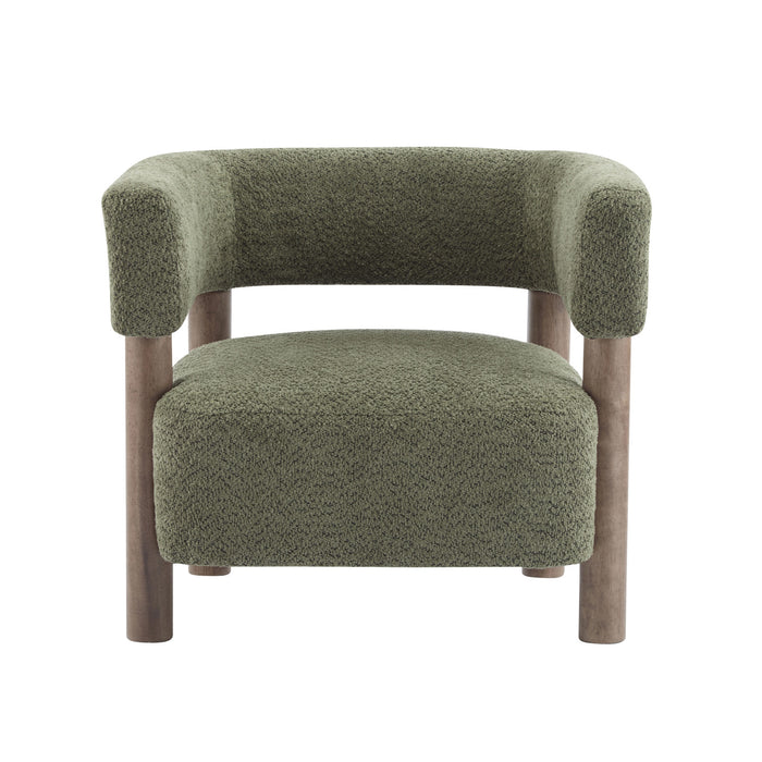 Evelyn Fauteuil d’appoint avec assise confortable et revetement en boucle, vert olive