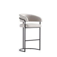 Tabouret de bar moderne Augusta en metal et tissu, gris clair