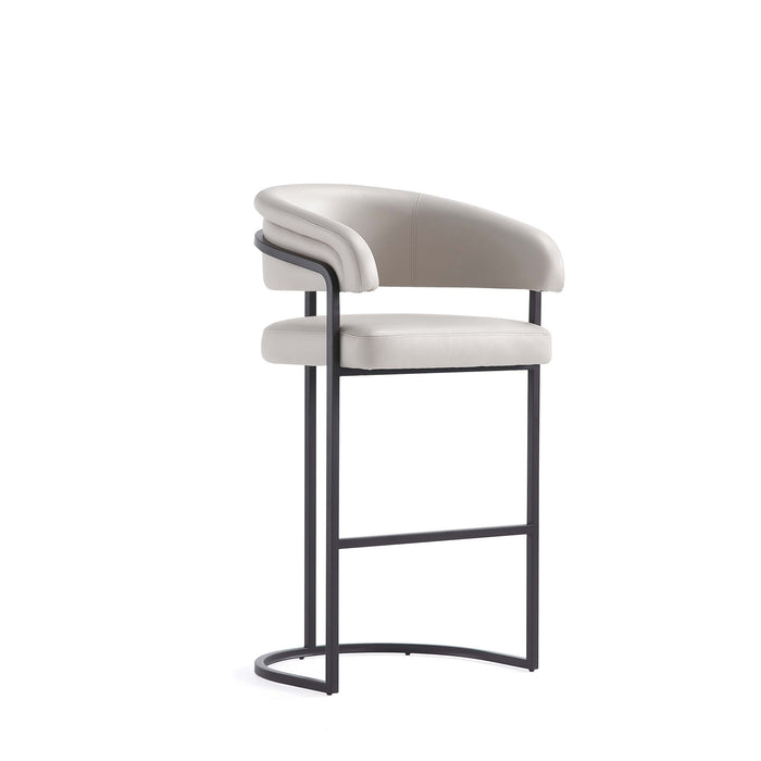 Tabouret de bar moderne Augusta en metal et tissu, gris clair