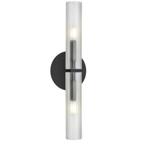 Applique murale Wand de Dainolite en verre givré, avec fini noir mat et 2 ampoules