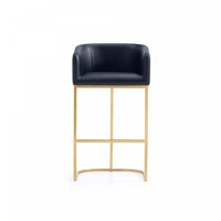 Tabouret de bar rembourre en metal noir style mid-century modern Louvre