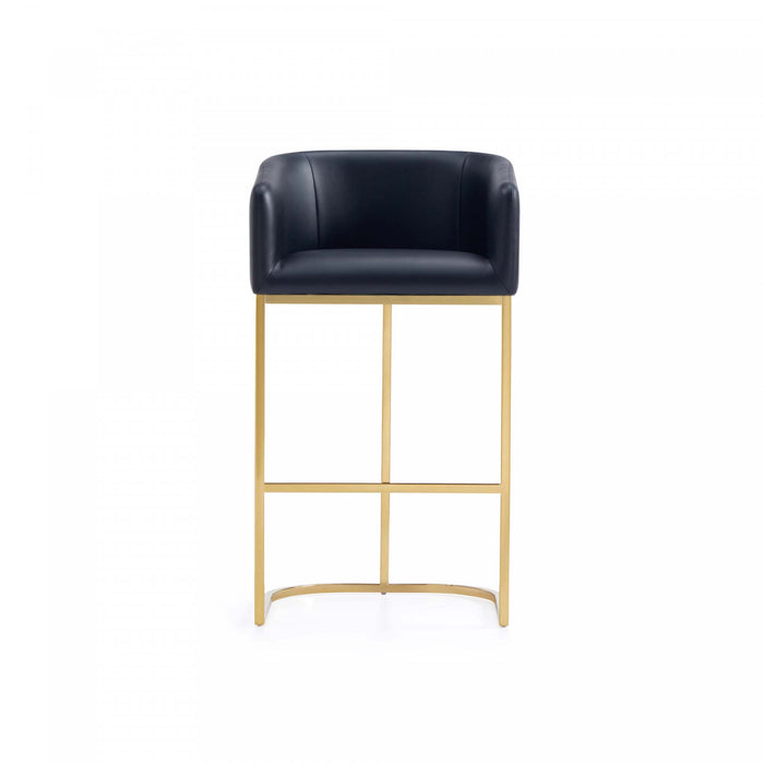 Tabouret de bar rembourre en metal noir style mid-century modern Louvre