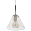 Grand luminaire suspendu Roswell de Dainolite en verre transparent, avec fini chromé poli et 1 ampoule