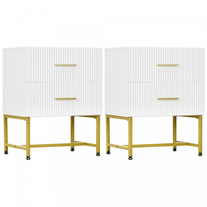 HOMCOM Ensemble de 2 Tables de Chevet avec Tiroirs pour Chambre, Blanc
