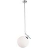 Luminaire suspendu Orion de Dainolite en verre blanc, avec fini chromé poli et 1 ampoule