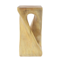 Table d'appoint carree torsadee Cade 26,80 pouces MGO, table laterale interieure a grain de bois naturel unique, naturel