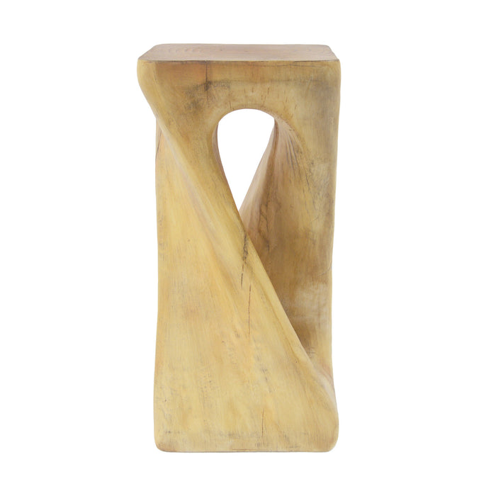 Table d'appoint carree torsadee Cade 26,80 pouces MGO, table laterale interieure a grain de bois naturel unique, naturel