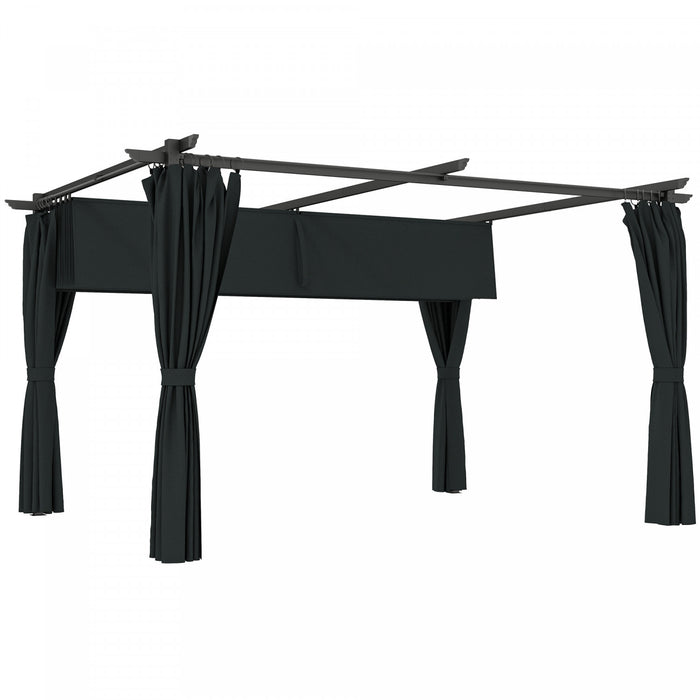 Outsunny Pergola Outdoo 10' X 13' Avec Auvent Et Rideaux Retractables