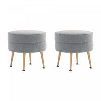  Lot de 2 poufs d’appoint Bailey style milieu du siecle moderne en tissu gris