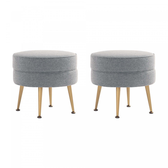 Lot de 2 poufs d’appoint Bailey style milieu du siecle moderne en tissu gris