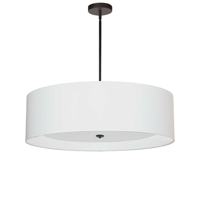 Luminaire suspendu Helena de Dainolite de 30 po de diamètre avec abat-jour blanc qui diffuse la lumière, fini noir mat et 4 ampoules