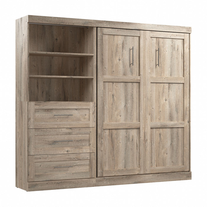 Lit double escamotable mural Pur de Bestar de 95 po avec tiroirs - brun rustique