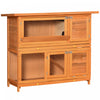 Pawhut Clapier Sureleve En Bois A 2 Etages Pour Lapin Cage Pour Petits Animaux 47\"l X 19\"w X 39\"h Avec Plateau Coulissant