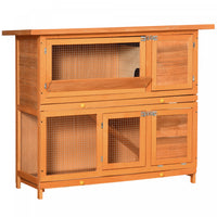 Pawhut Clapier Sureleve En Bois A 2 Etages Pour Lapin Cage Pour Petits Animaux 47