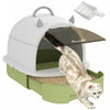 Pawhut Bac A Litiere Pour Chat Avec Couvercle, Style Tiroir Ferme Avec Rabat De Porte Avant, Pelle, Facile A Nettoyer, Bac A Litiere Pour Chats De Petite Et Moyenne Taille, Vert