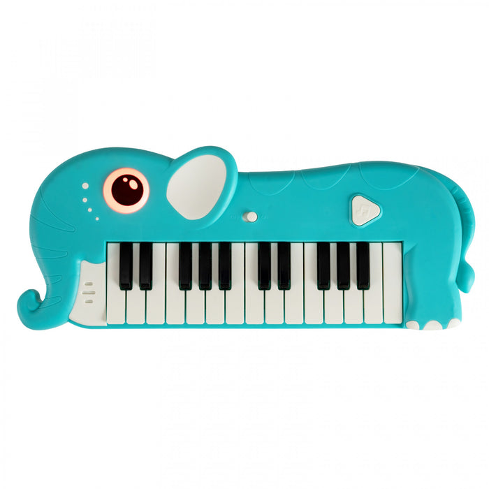 Costway Clavier de Piano pour Enfants 25 Touches en Forme d'Elephant, Jouet Piano Numerique avec Musique et Lumieres Integrees - Bleu