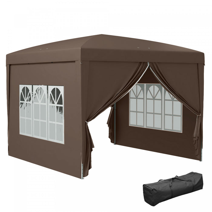 Outsunny 10'x10' Tente De Fete Exterieure Avec Sac De Transport, Cafe