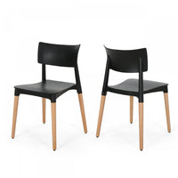  Lot De 2 Chaises De Salle À Manger Mason Avec Assise En Polypropylène Et Pieds En Bois Massif - Noir