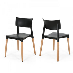 Lot De 2 Chaises De Salle À Manger Mason Avec Assise En Polypropylène Et Pieds En Bois Massif - Noir