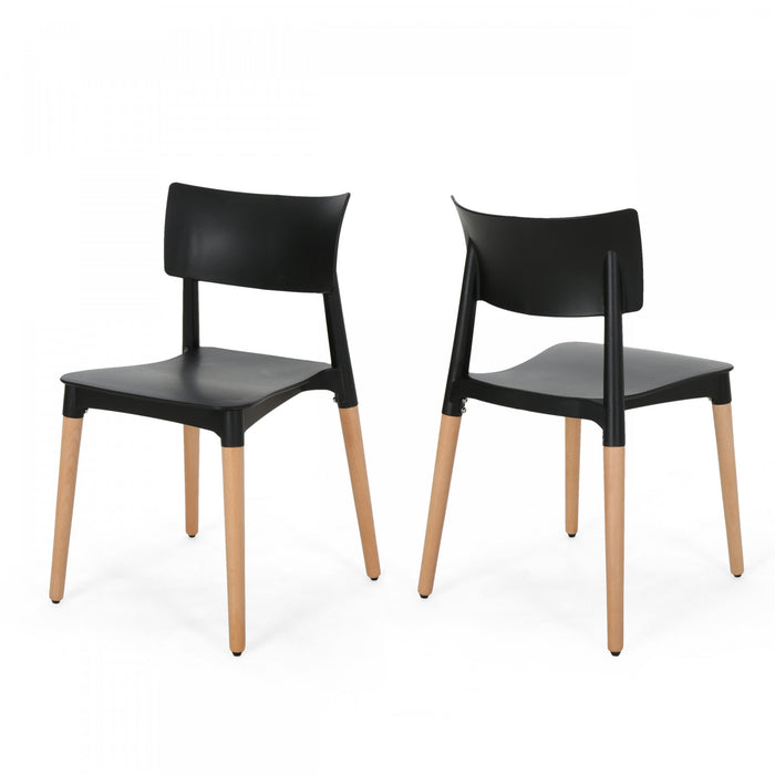 Lot De 2 Chaises De Salle À Manger Mason Avec Assise En Polypropylène Et Pieds En Bois Massif - Noir