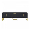 Steven 66.9\" Cabinet TV Sur Pieds avec Poignees et Pieds Dores, Noir
