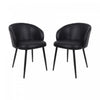 Chaise laterale moderne contemporaine Looma en cuir vegetalien et metal noir - Lot de 2