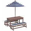 Qaba Table de pique-nique pour enfants en bois avec coussins parasol, bleu