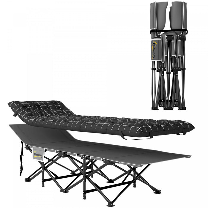 Outsunny Lit De Camping Pour Adultes Avec Matelas, Lit Pliant, Noir