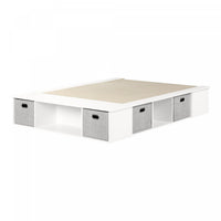  Flexible Lit Plateforme Avec Paniers - Blanc Solide