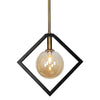 Luminaire suspendu Glasgow de Dainolite en verre champagne, avec fini noir mat et bronze rétro, et 1 ampoule