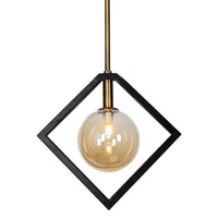 Luminaire suspendu Glasgow de Dainolite en verre champagne, avec fini noir mat et bronze rétro, et 1 ampoule