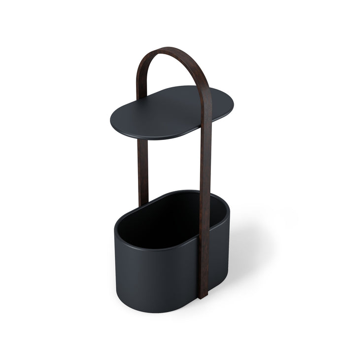 Table de bout moderne Bellwood de Umbra en acier avec rangement - noire et noyer