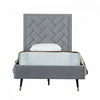 Lit simple moderne Crosby en velours capitonne gris