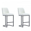 Tabouret de comptoir moderne en metal et tissu Serena, blanc - Lot de 2