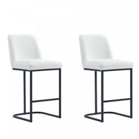 Tabouret de comptoir moderne en metal et tissu Serena, blanc - Lot de 2