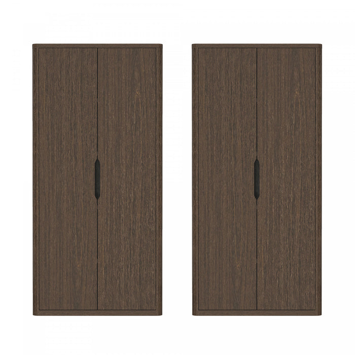Armoire bibliotheque moderne Rivington 38\" en noyer - Lot de 2