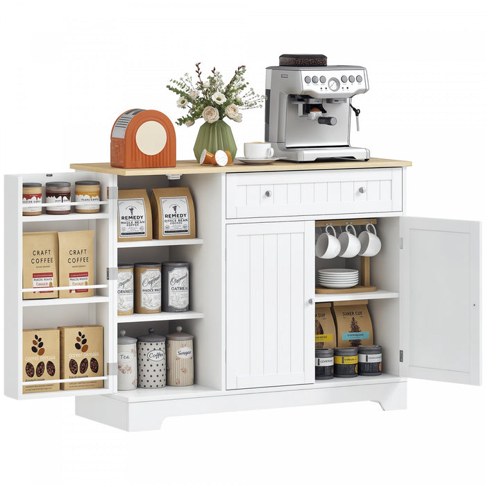HOMCOM Buffet 41\" avec tiroir de rangement et etagere reglable, blanc