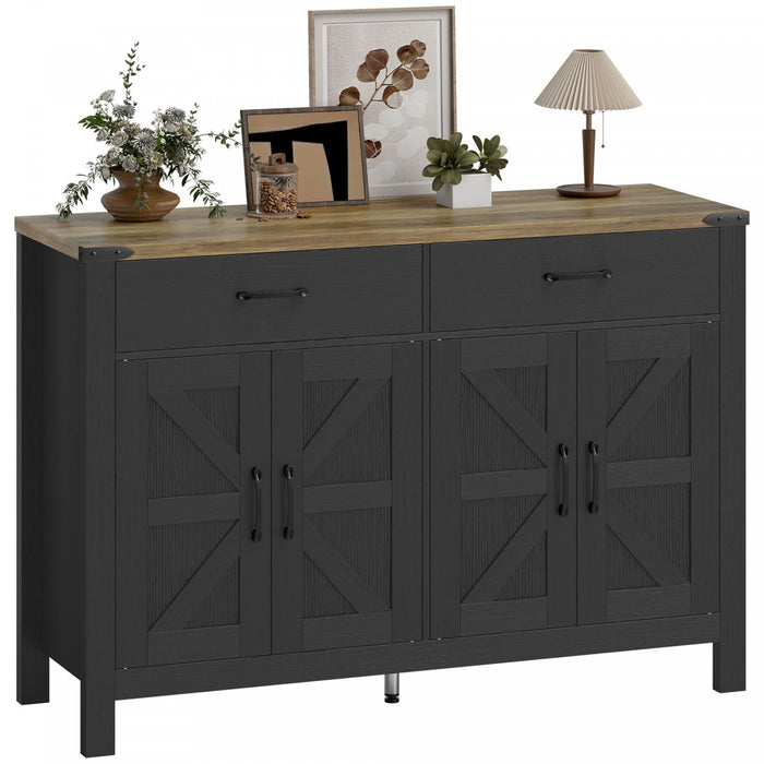 Buffet HOMCOM avec Tiroirs et Etageres, Buffet de Style Ferme