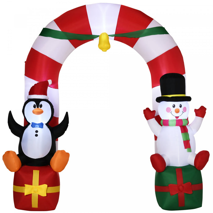 Outsunny Arche De Noel Gonflable De 9ft Avec Bonhomme De Neige