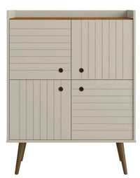 Armoire décorative Bogart de Manhattan Comfort de style moderne du milieu du 20e siècle - blanc cassé et naturelle