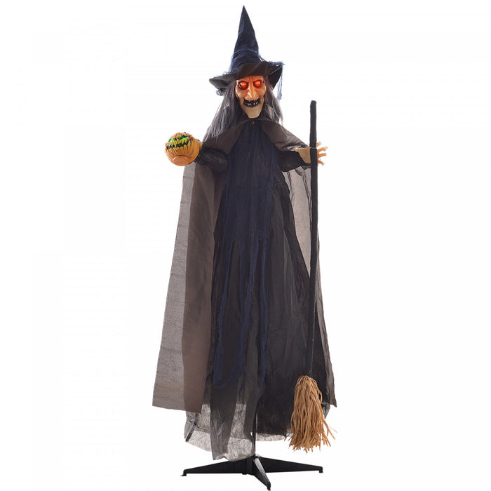 Homcom 75\" Sorciere Avec Balai Decoration Exterieure D'halloween