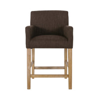  Tabouret De Comptoir Gabrielle Hauteur D’assise 66 cm – Tissu Rembourre Et Pieds En Bois Massif - Brun